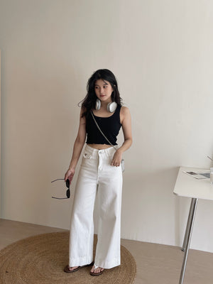 Lace Edge Padded Crop Top / 带胸垫遮副乳蕾丝短背心