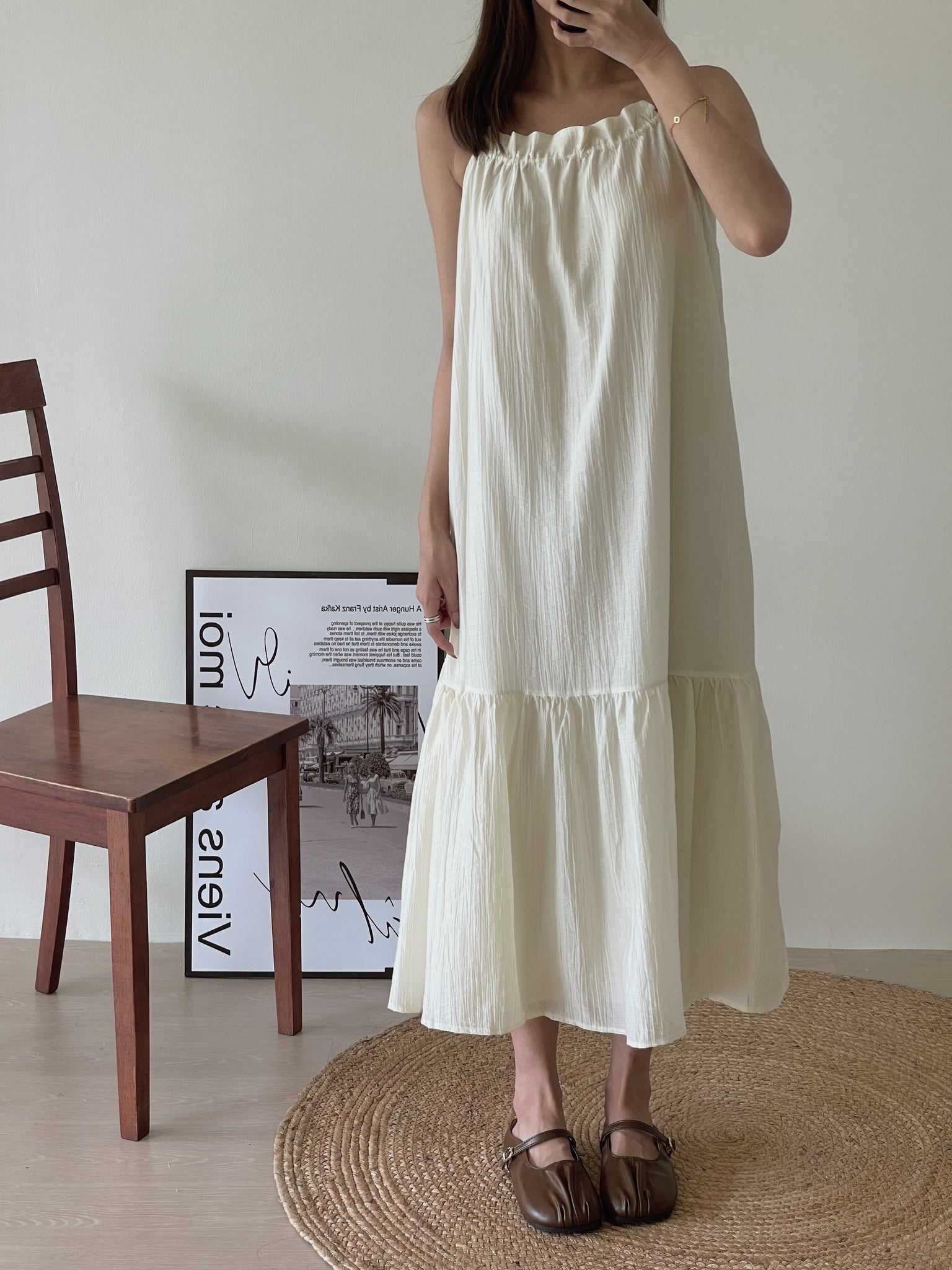 Lucille Spaghetti Long Dress / 松弛感宽松吊带裙