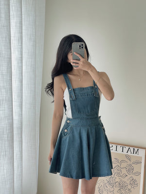 Denim Wide Leg Overall / 减龄阔腿背带裤裙