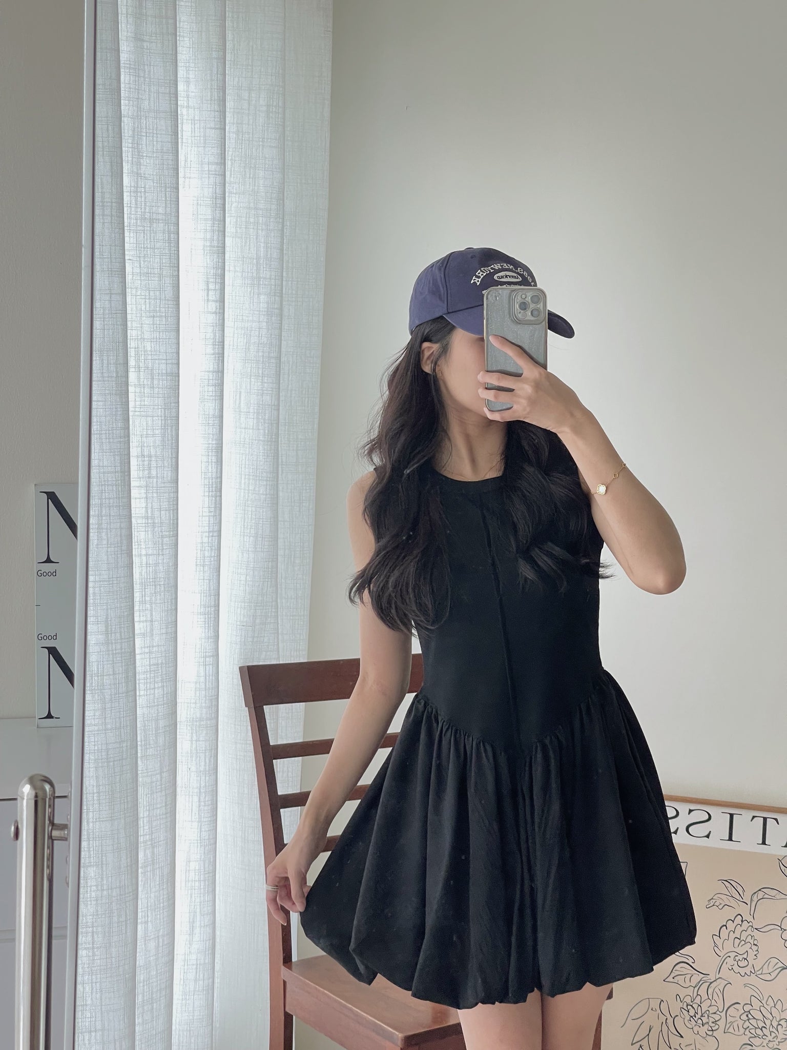 Puff Hem Babydoll Dress / 背心拼接花苞连身裙