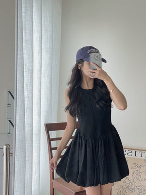 Puff Hem Babydoll Dress / 背心拼接花苞连身裙