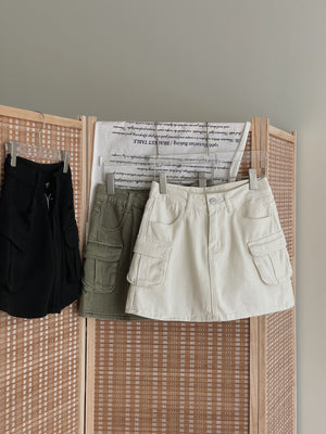 Cargo Denim Mini Skirt / 甜酷工装牛仔短裙