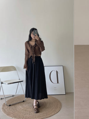 Belle Ruffle Blouse / 喇叭袖系带薄衫