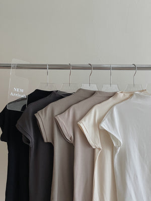 Cotton Mock Neck Tee / 棉质半高领基础T恤