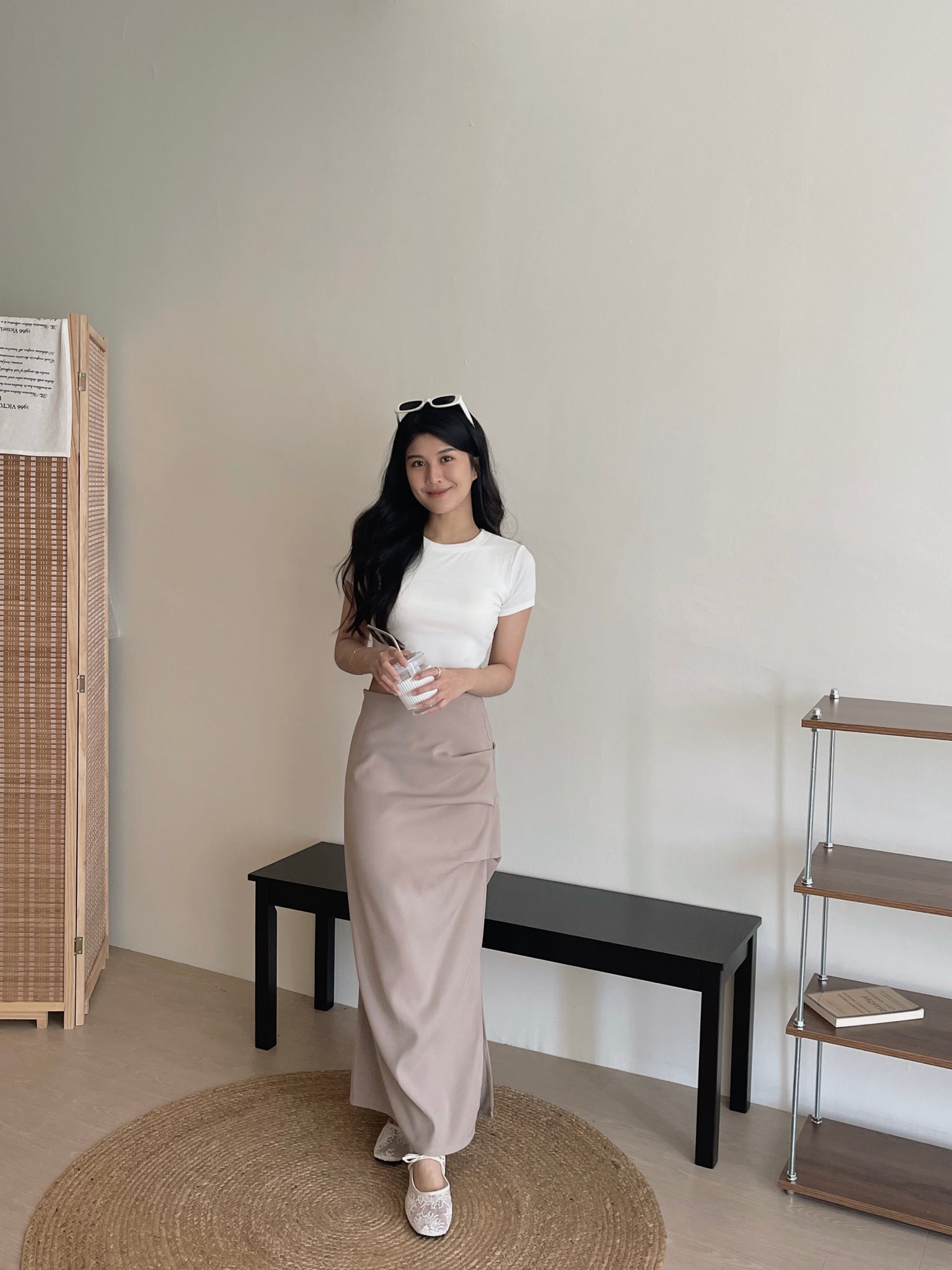 Mannette Extra Long Skirt / 加长版甜酷褶皱修身半裙