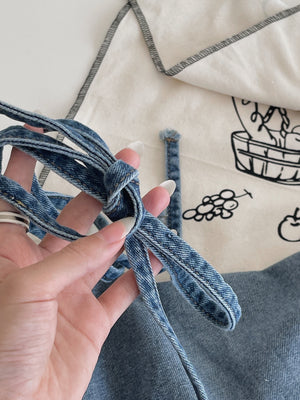 Tie Strap Denim Dungaree / 牛仔系肩带复古背带裤