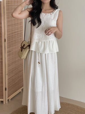 Viscose Linen Midi Skirt / 亚麻夏季半身裙