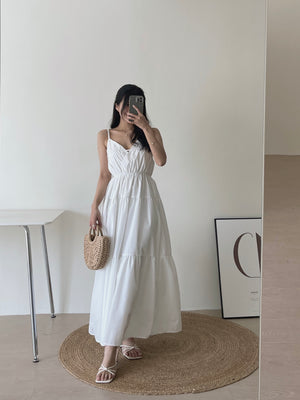 Lorra Wide Flare Dress / 小露背度假风长裙