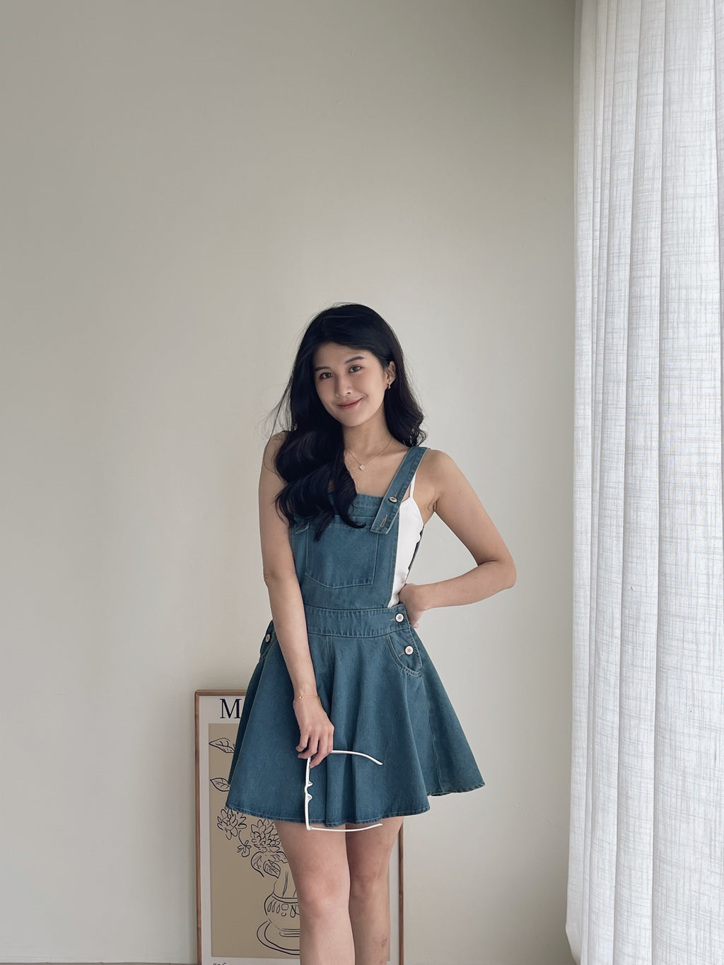 Denim Wide Leg Overall / 减龄阔腿背带裤裙