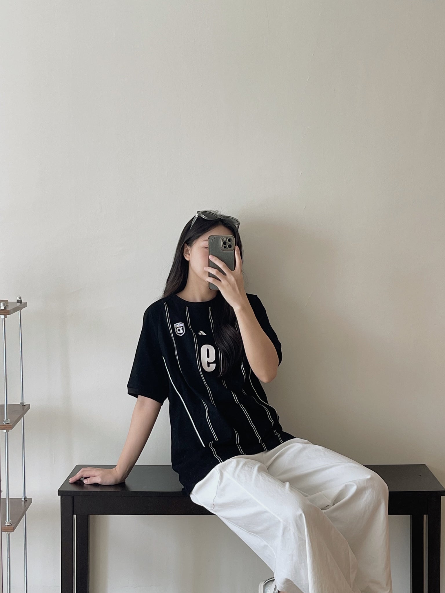 Badge Stripes Oversized Tee / 美式徽章条纹宽松T恤