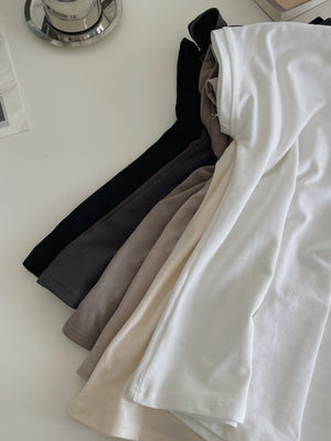 Cotton Mock Neck Tee / 棉质半高领基础T恤