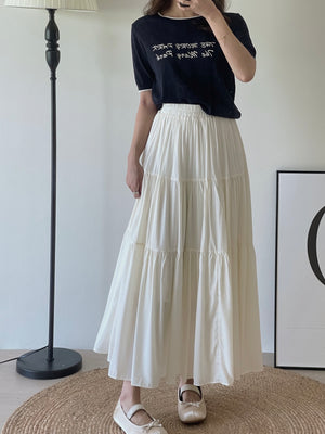 Tiered Flare Maxi Skirt / 飘逸拼接半身长裙