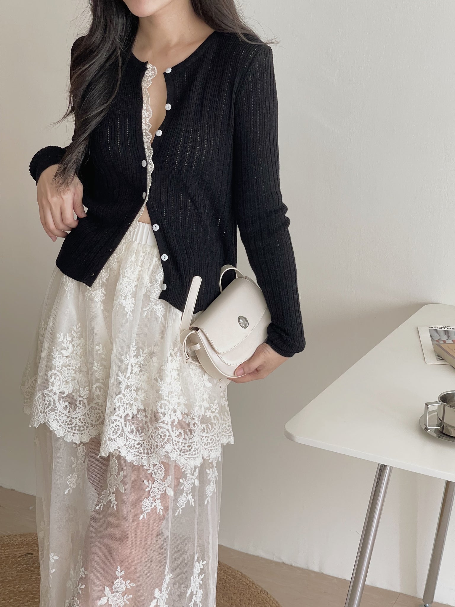 French Embroidered Tulle Skirt / 法式蕾丝刺绣半身裤裙
