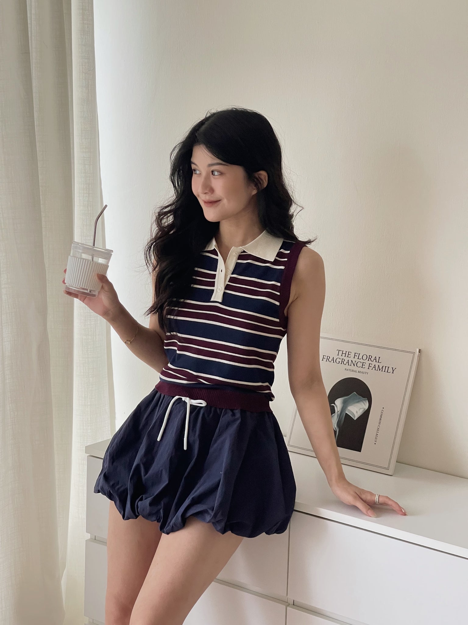 Sweetie Knitted Contrast Set /  甜妹针织撞色条纹套装