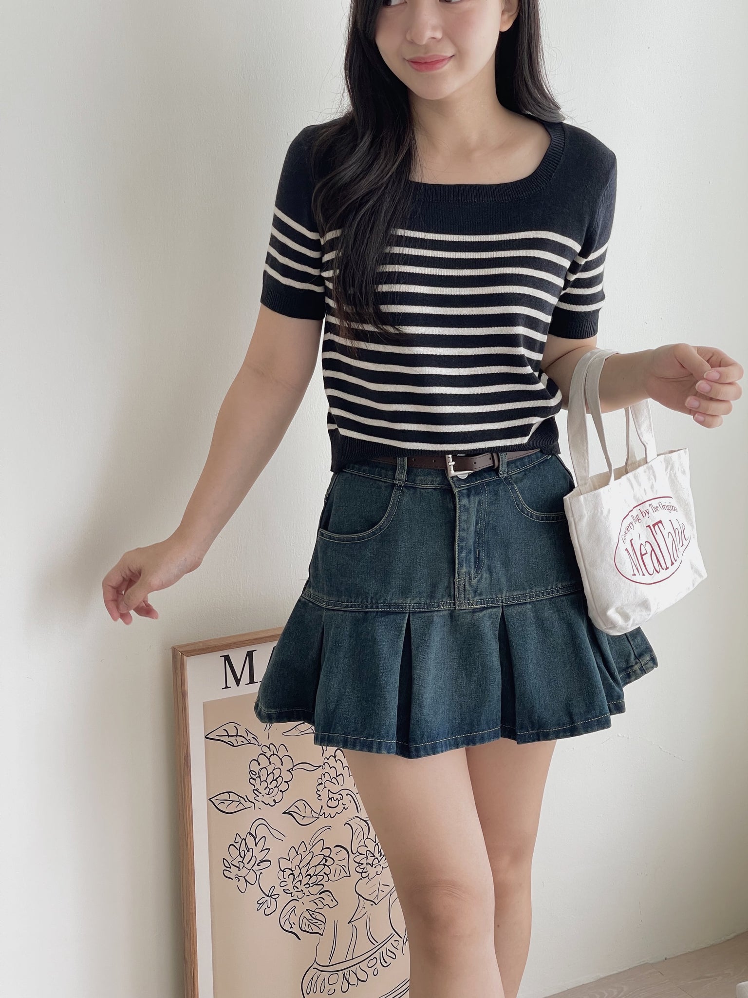 Denim Pleated Skirt / 牛仔百褶短裙