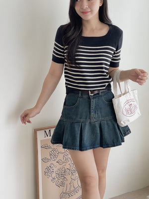 Denim Pleated Skirt / 牛仔百褶短裙