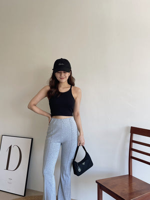 Cotton Flare Hem Pants / 棉质高腰微喇叭长裤