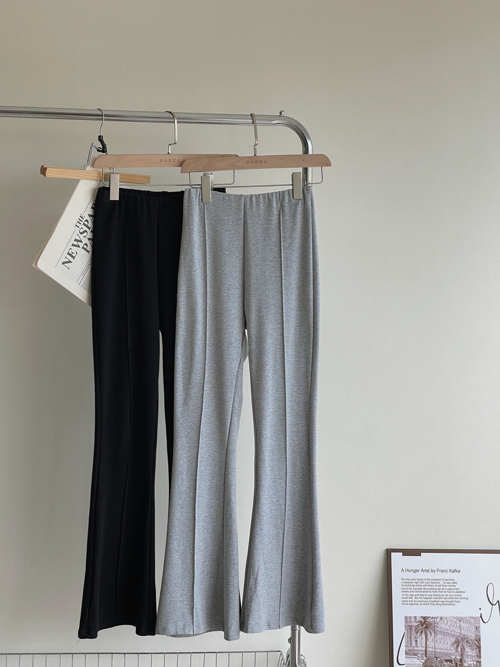 Cotton Flare Hem Pants / 棉质高腰微喇叭长裤