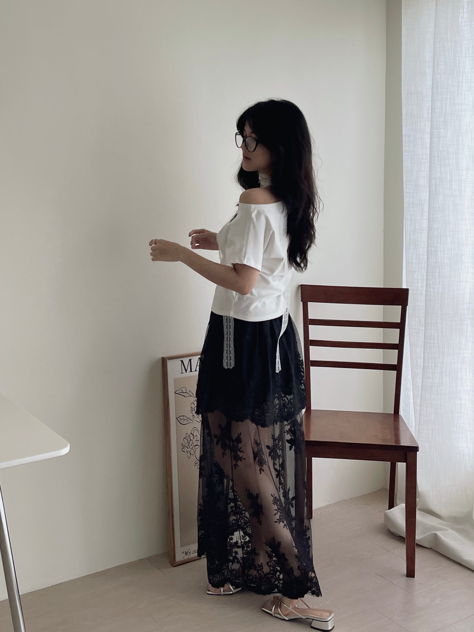 French Embroidered Tulle Skirt / 法式蕾丝刺绣半身裤裙
