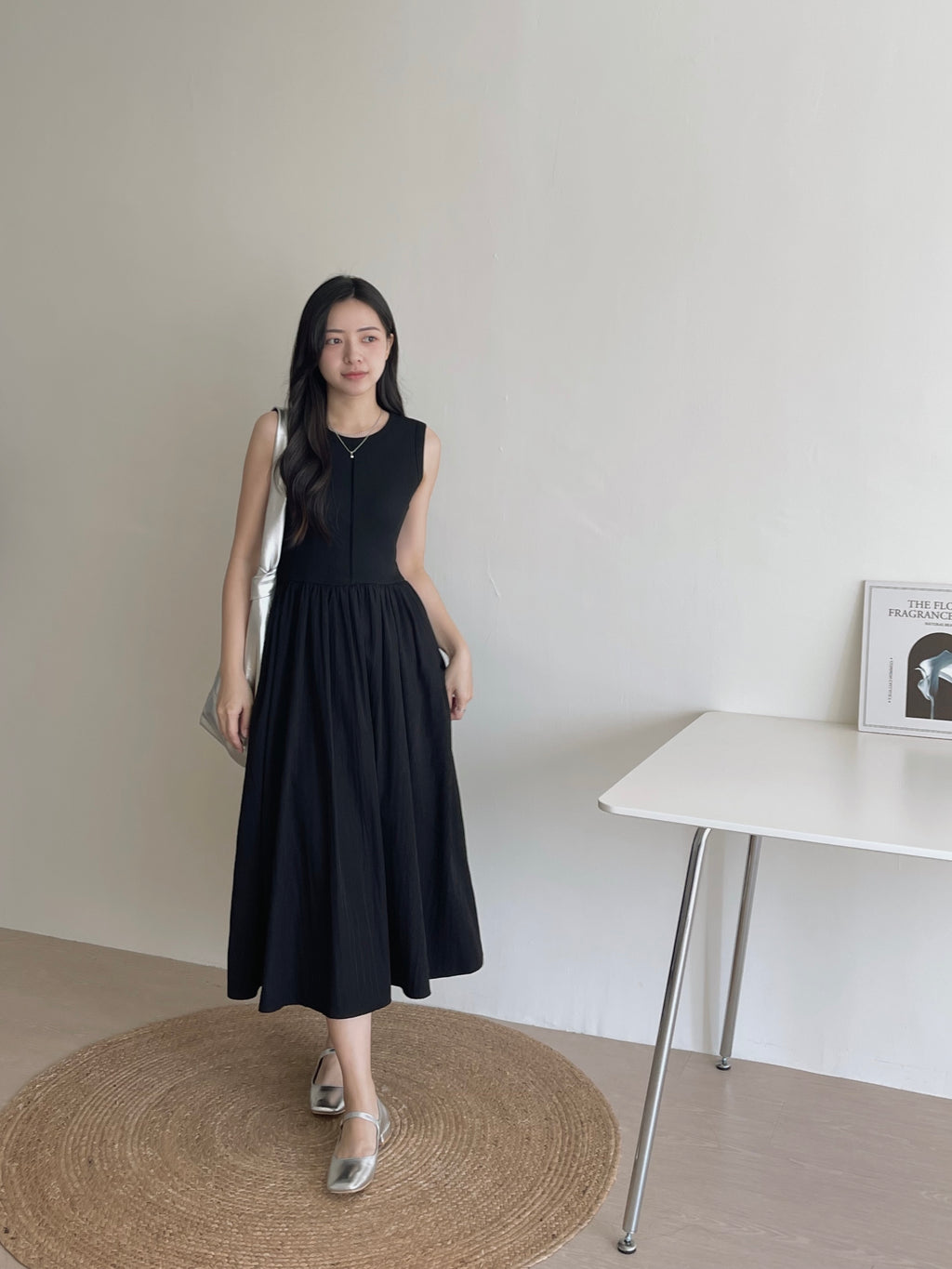 Cassia Ribbed Spliced Dress / 背心拼接连身长裙