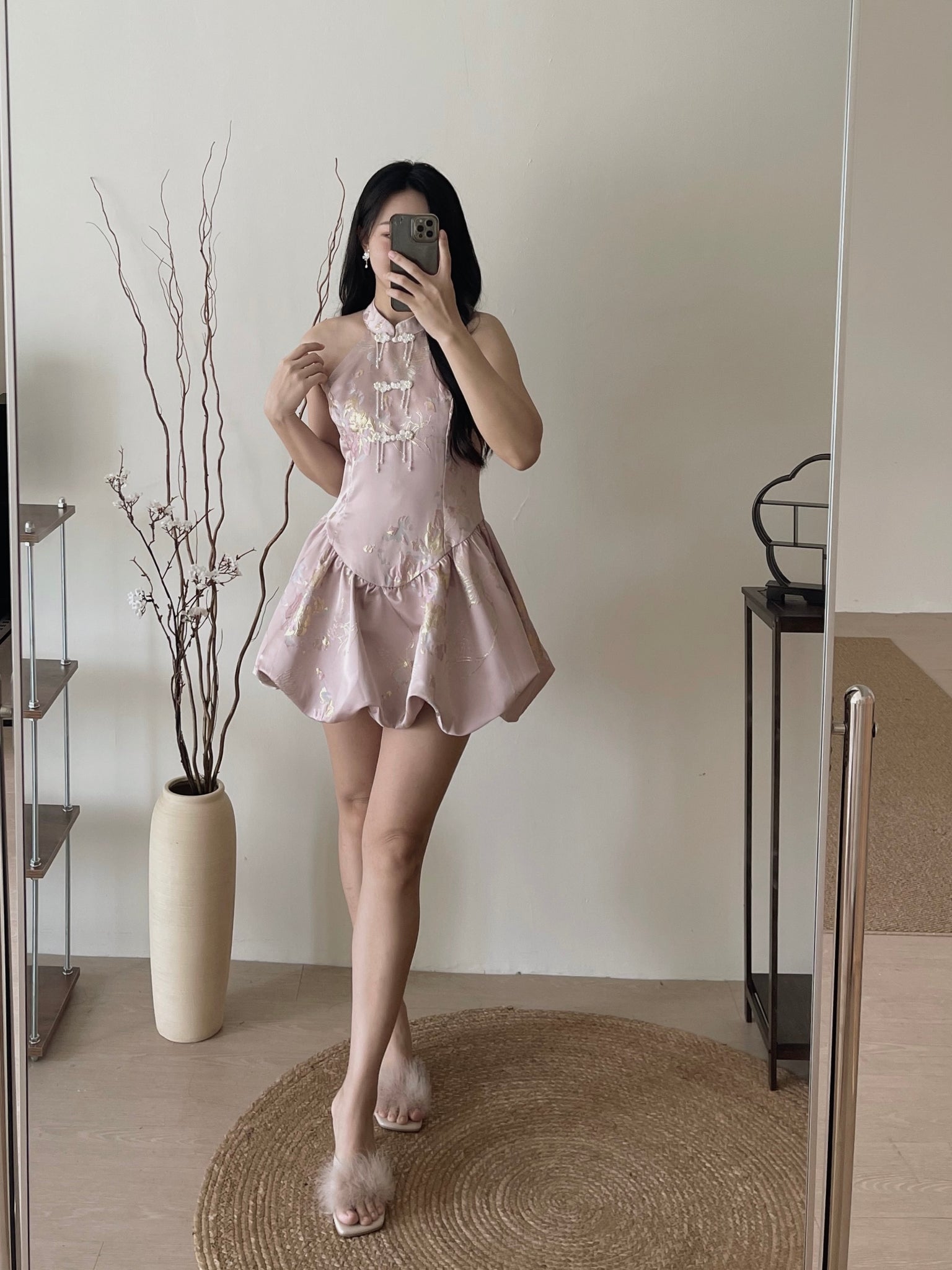 Petal Silhouette Charm Jumpsuit Dress / 【花影娇姿】挂脖花苞连体裙