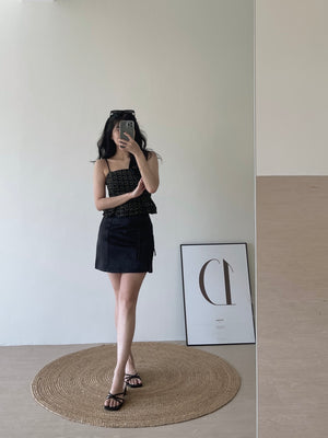 Tweed Spaghetti Top / 粗花呢小香吊带上衣
