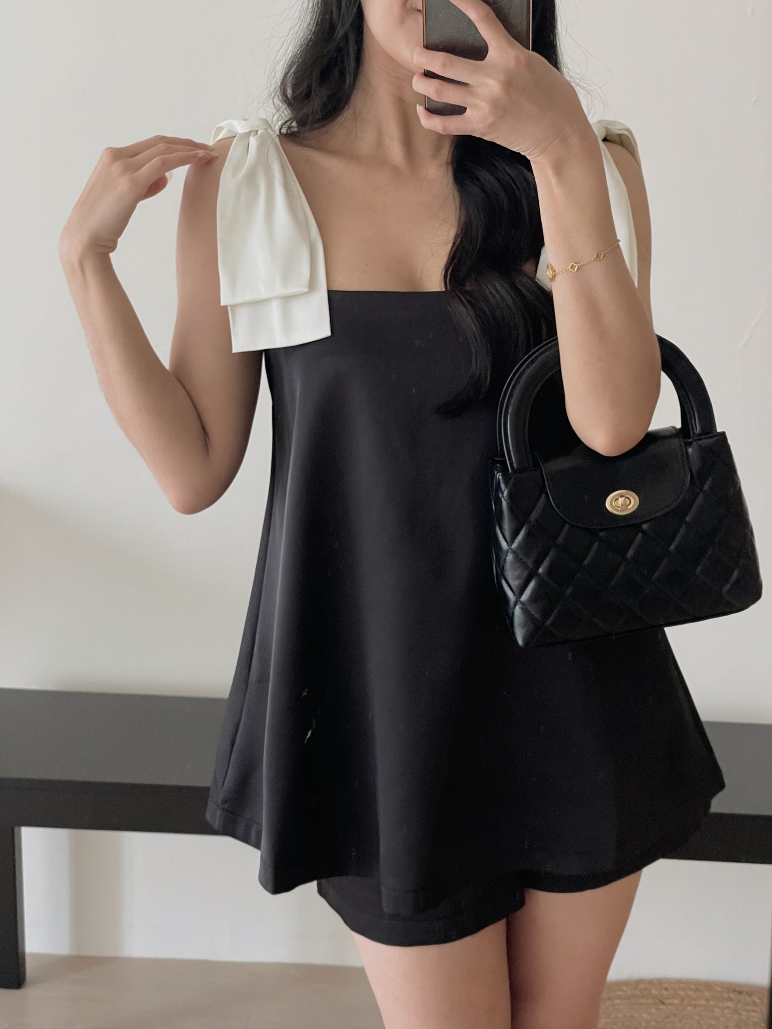 Elegant Satin Bow Set / 名媛气质蝴蝶结缎料套装