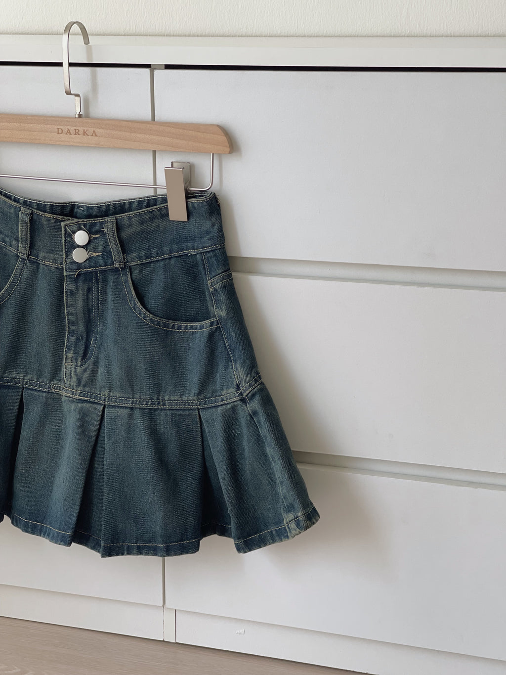 Denim Pleated Skirt / 牛仔百褶短裙