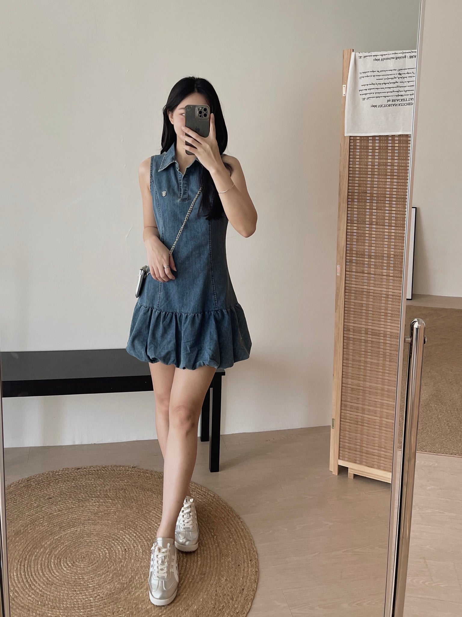 Preppy Collared Denim Dress / 学院风翻领牛仔连衣裙
