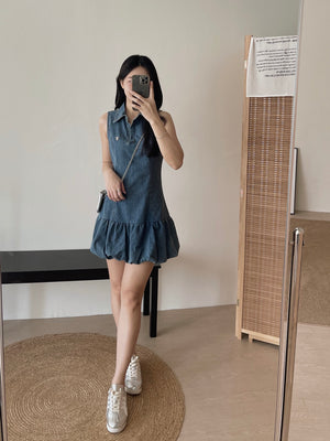 Preppy Collared Denim Dress / 学院风翻领牛仔连衣裙