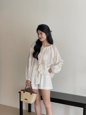Dandelion Embroidered Set / 刺绣花休闲衫套装
