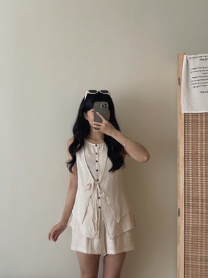 Estelle Linen Set / 老钱风假两件亚麻套装