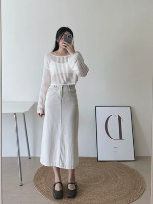Hollow Wide Shoulder Top / 镂空落肩长袖衫