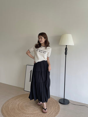 Tiered Flare Maxi Skirt / 飘逸拼接半身长裙