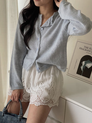 Crochet Lace Hem Shorts / 镂空刺绣短裤