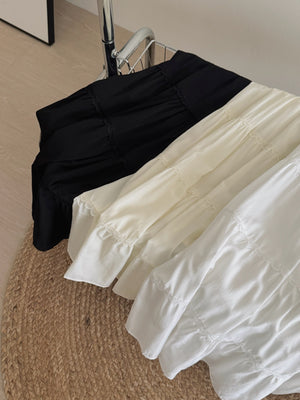 Lace Trim Midi Skirt / 蕾丝边半身长裙