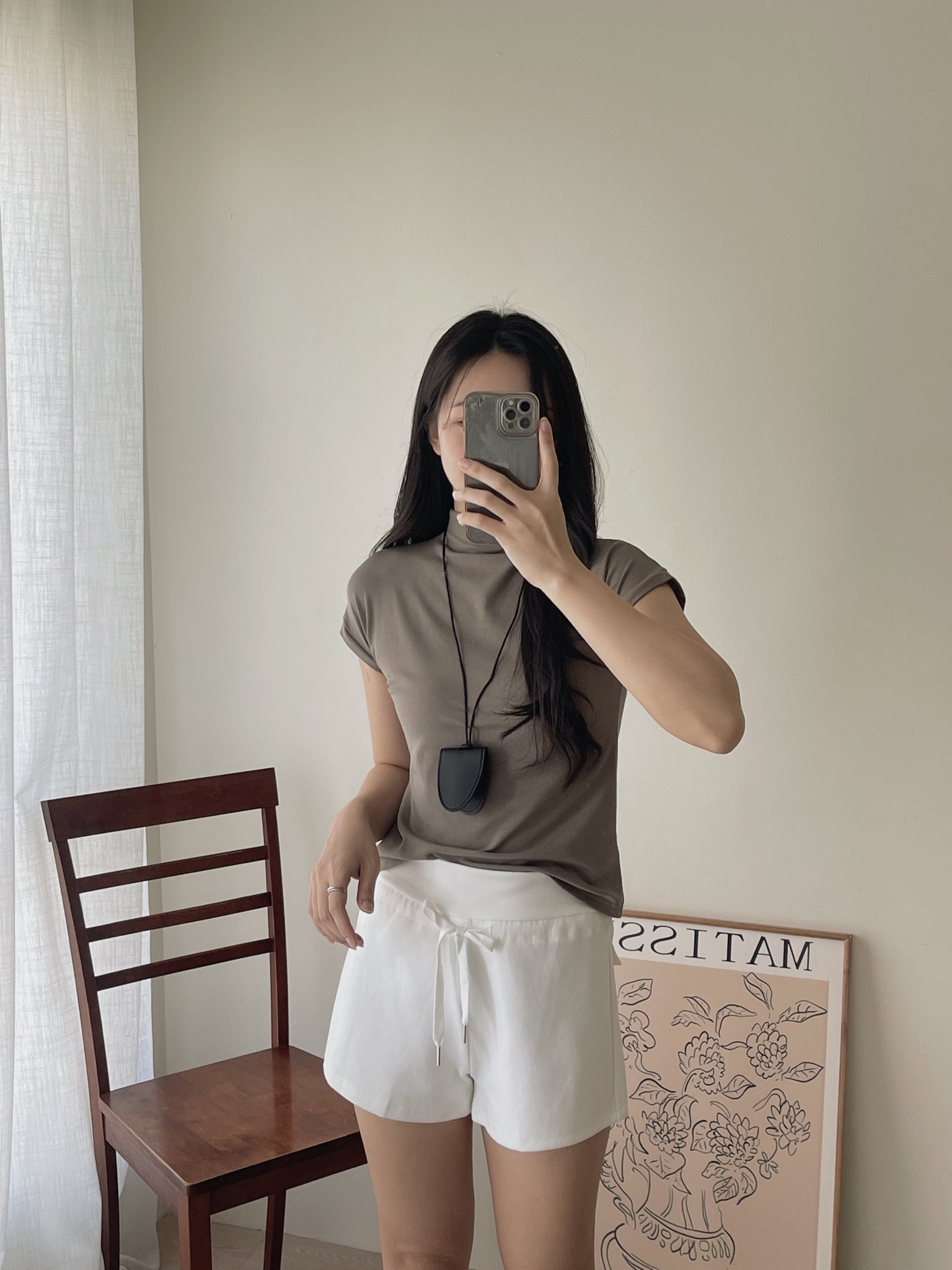 Cotton Mock Neck Tee / 棉质半高领基础T恤