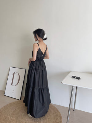 Lorra Wide Flare Dress / 小露背度假风长裙