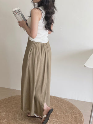 Linen Midi Skirt / 亚麻半身长裙