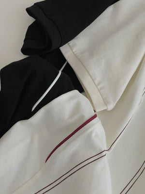 Badge Stripes Oversized Tee / 美式徽章条纹宽松T恤