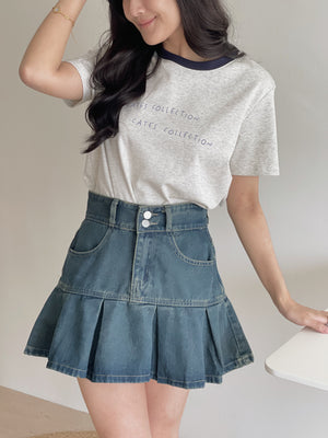 Contrast Neckline Tee / 撞色领口字母T恤