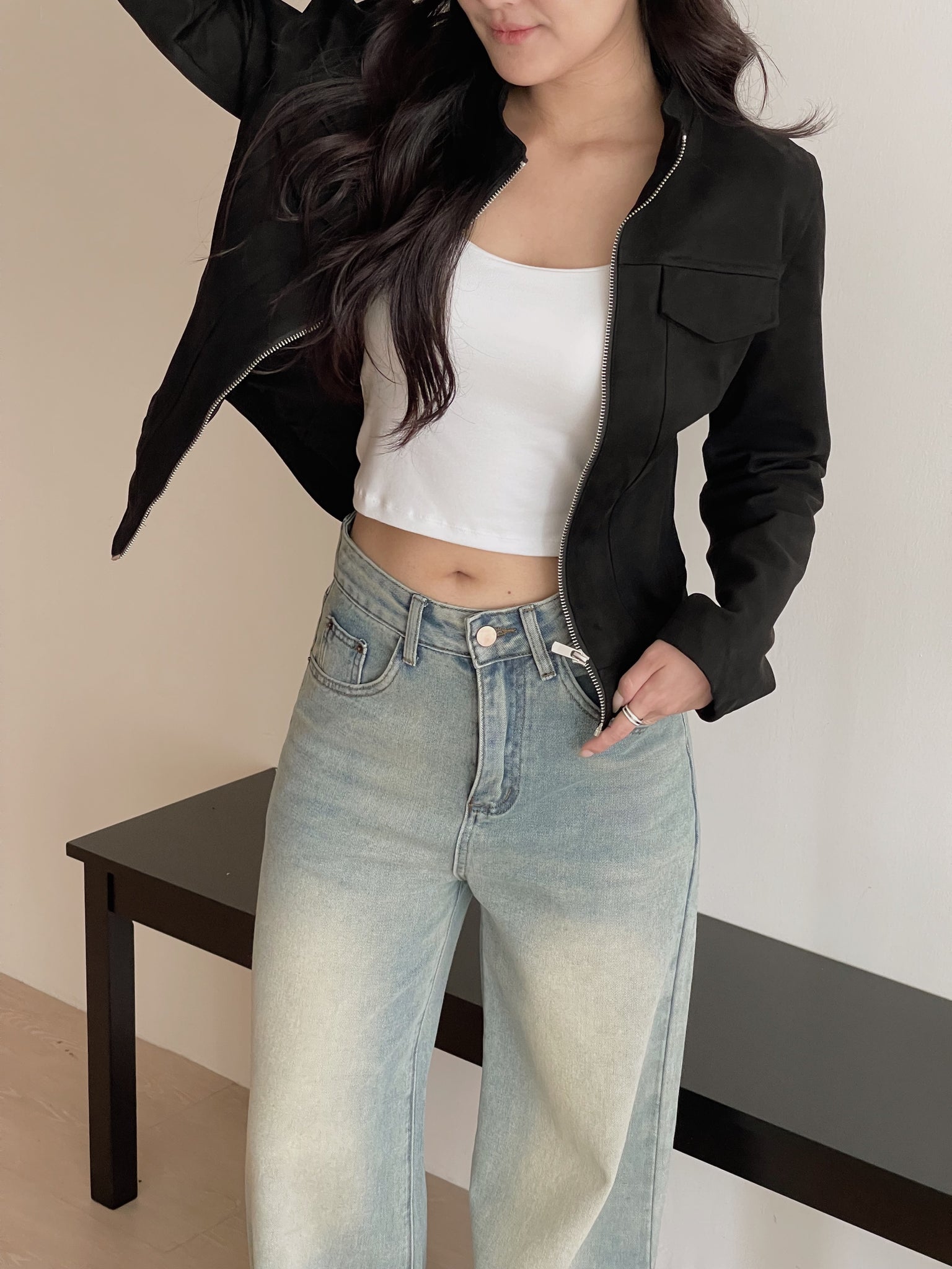 Suede Fitted Jacket / 秋天麂皮绒修身显瘦外套
