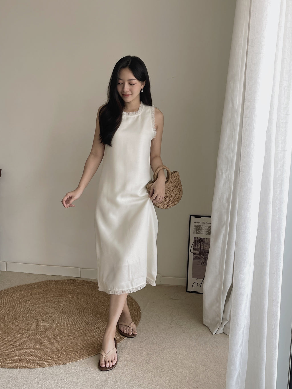 Tassel Trim Straight Dress / 韩版流苏边裙