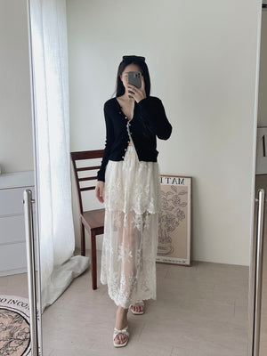 French Embroidered Tulle Skirt / 法式蕾丝刺绣半身裤裙