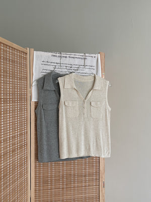 Double Pockets Knit Top / 洋气针织百搭上衣