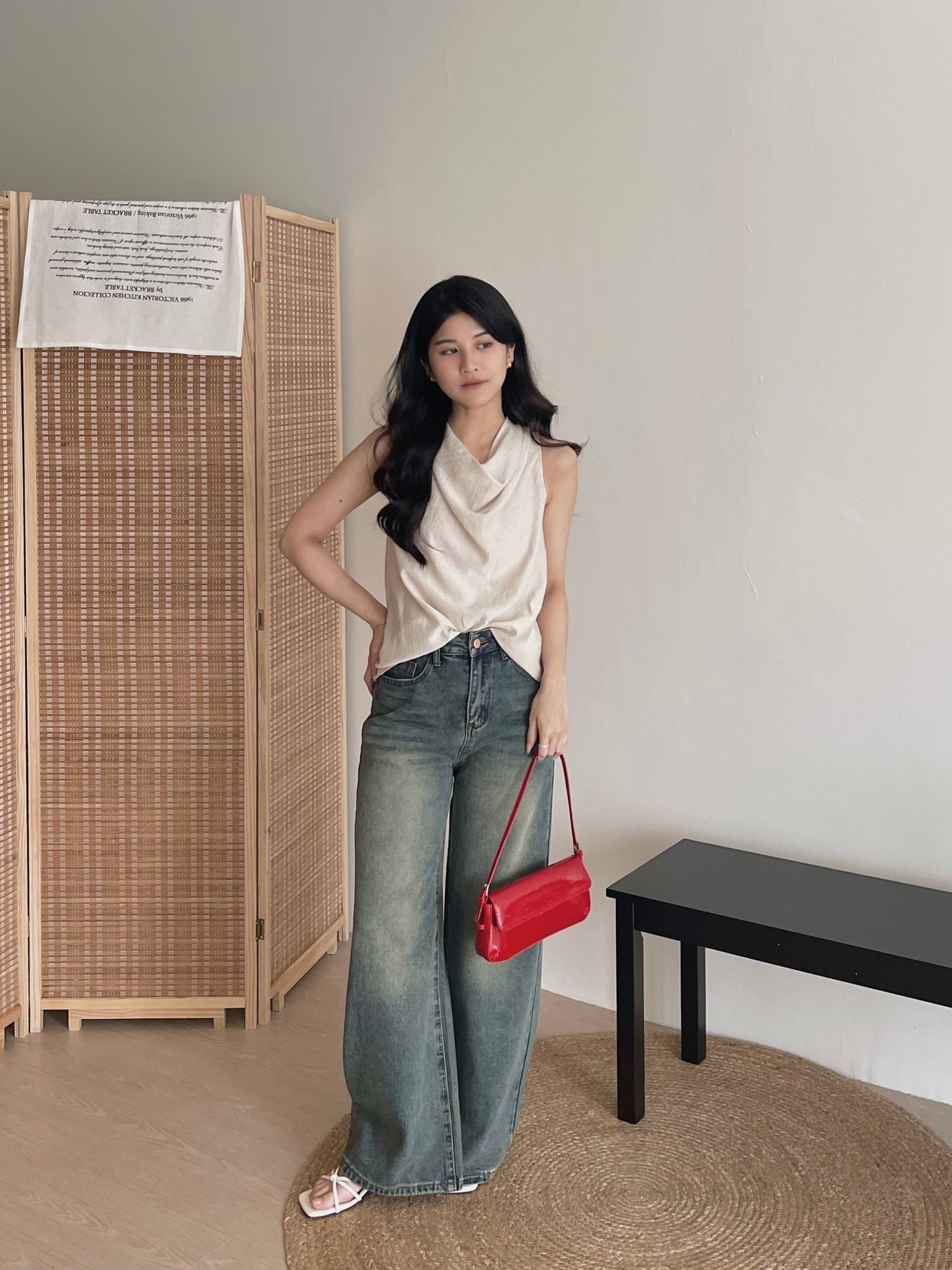 Modern Cowl Neck Top / 通勤荡领韩系小衫