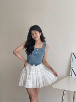 Denim Gold Button Top / 小香牛仔金扣上衣