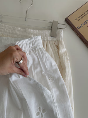 Eyelet Hollow Trousers / 钩花镂空休闲长裤