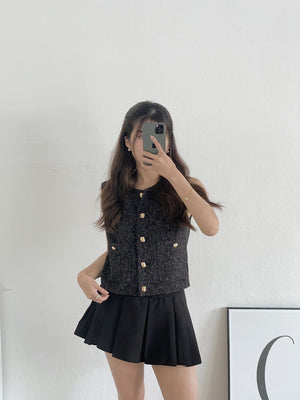 Emily Tweed Vest / 精致金扣小香马甲