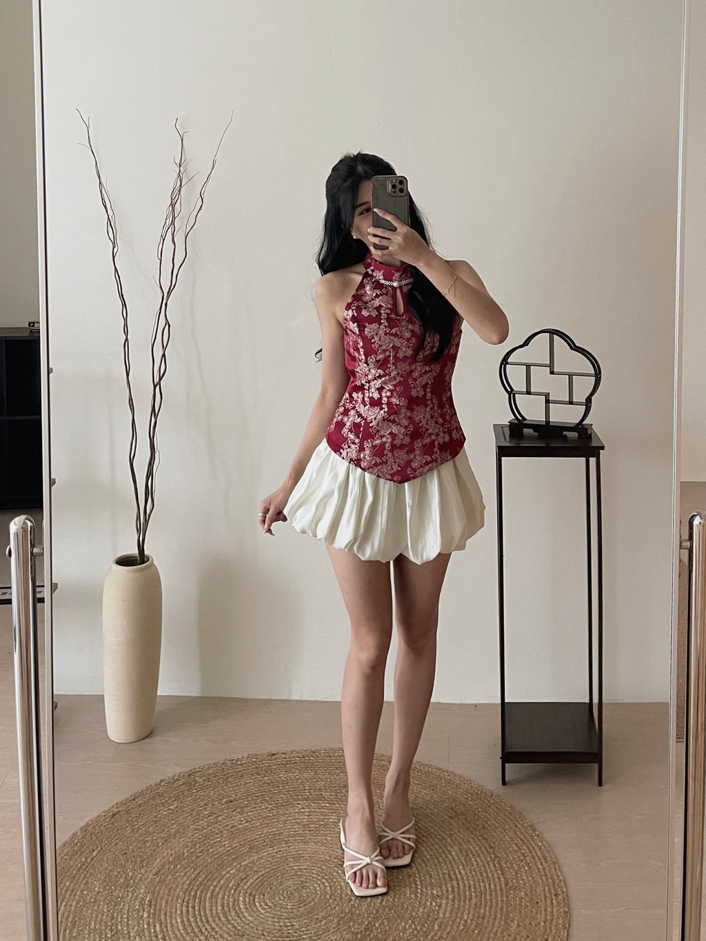 Moonlit Bloom Satin Top / 玉兰映月-高雅光泽锦缎旗袍上衣